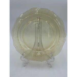 Yellow Federal Amber Depression Glass Patrician Spoke 11" Dinner Plate circa 193